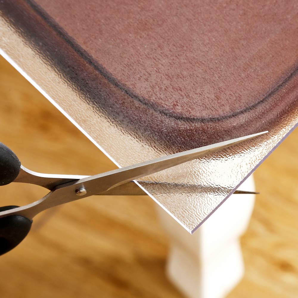 NECAUX Custom 39.4 x 96 Inch Frosted Table Cover Protector, 1.5mm Thick Wood Grain Transparent Table Pad Non-Slip Tablecloth Plastic Protective Pad for 8 Foot Dining Room Table, Conference Table NECAUX