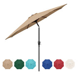 HealSmart 9ft Patio Umbrella with Push Button Tilt/Crank, Outdoor Table Market Yard Umbrella with 8 Sturdy Ribs for Garden, Backyard, Deck, Pool, Tan HealSmart