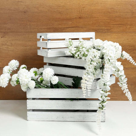 Efavormart Set of 3 White Rustic Wooden Crate Boxes, Nesting Crates Storage Decorative Boxes with Built-in Handles for Decorative Farmhouse Wooden Container Boxes for Storage Efavormart.com