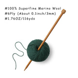 GISIMO 100% Merino Wool Yarn, 6-Ply Luxurious and Soft Yarn for Hand Knitting & Crocheting, 1.76 OZ/50g, 127 yds/116 Meters (Green, 1 Ball) Gisimo