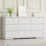 CARPETNAL 9 Drawer White Dresser for Bedroom with Deep Drawers, Large Dressers & Chest of Drawers Handle Free, Modern Long Dressers for Closet Bedroom, Living Room (59.25" W x 15.9" D x 31.9" H) CARPETNAL