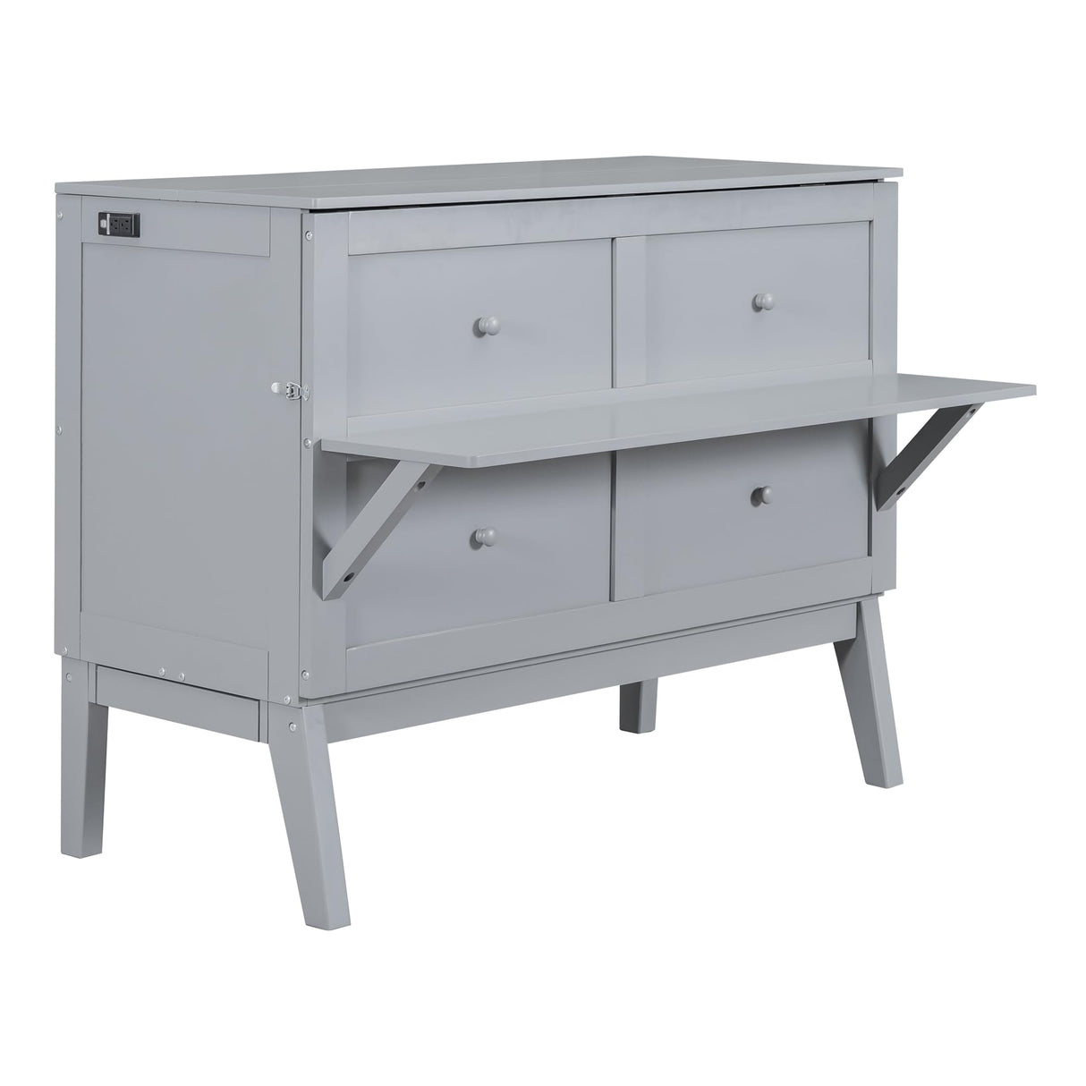 Harper & Bright Designs Full Size Murphy Bed, Full Murphy Cabinet Bed with USB Port and Removable Shelves on Each Side, Gray Harper & Bright Designs