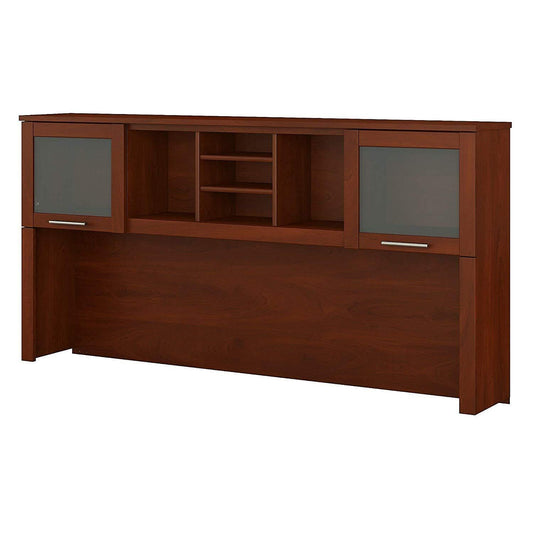 Bush Furniture Somerset 72W Desk Hutch with Shelves and Glass Doors in Hansen Cherry - WoodArtSupply