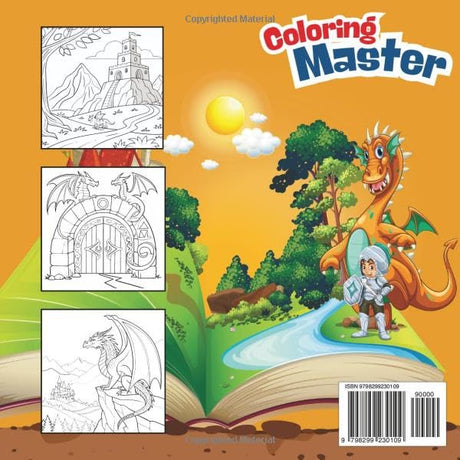 Dragons and Castle Kingdoms: 50 Epic Fantasy Coloring Pages for Kids: Amazing Dragon Adventures and Magical Castles Fun Activity Book for Children Ages 4-12 Majosta