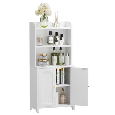 GLANZALANT Bathroom Cabinet with 2 Doors, Small Freestanding Storage Cabinet with Adjustable Shelf, Slim Bathroom Organizers, Floor Cabinet for Small Spaces, Bathroom, 7.9" D x 14.7" W x 32" H, White