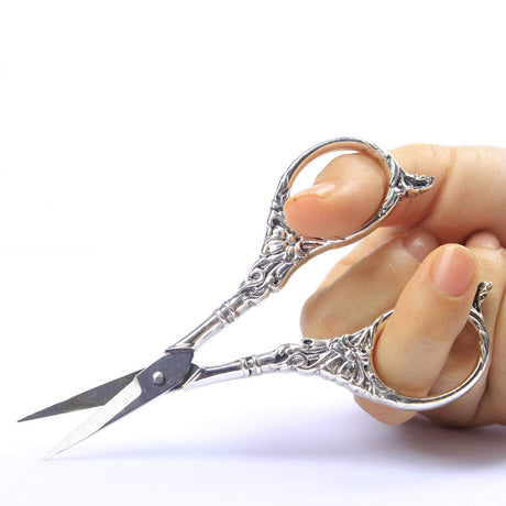 BIHRTC Vintage European Style Scissors Stainless Steel for Cross Stitch Cutting Embroidery Sewing Handcraft Craft Art Work DIY Tool(Silver) BIHRTC