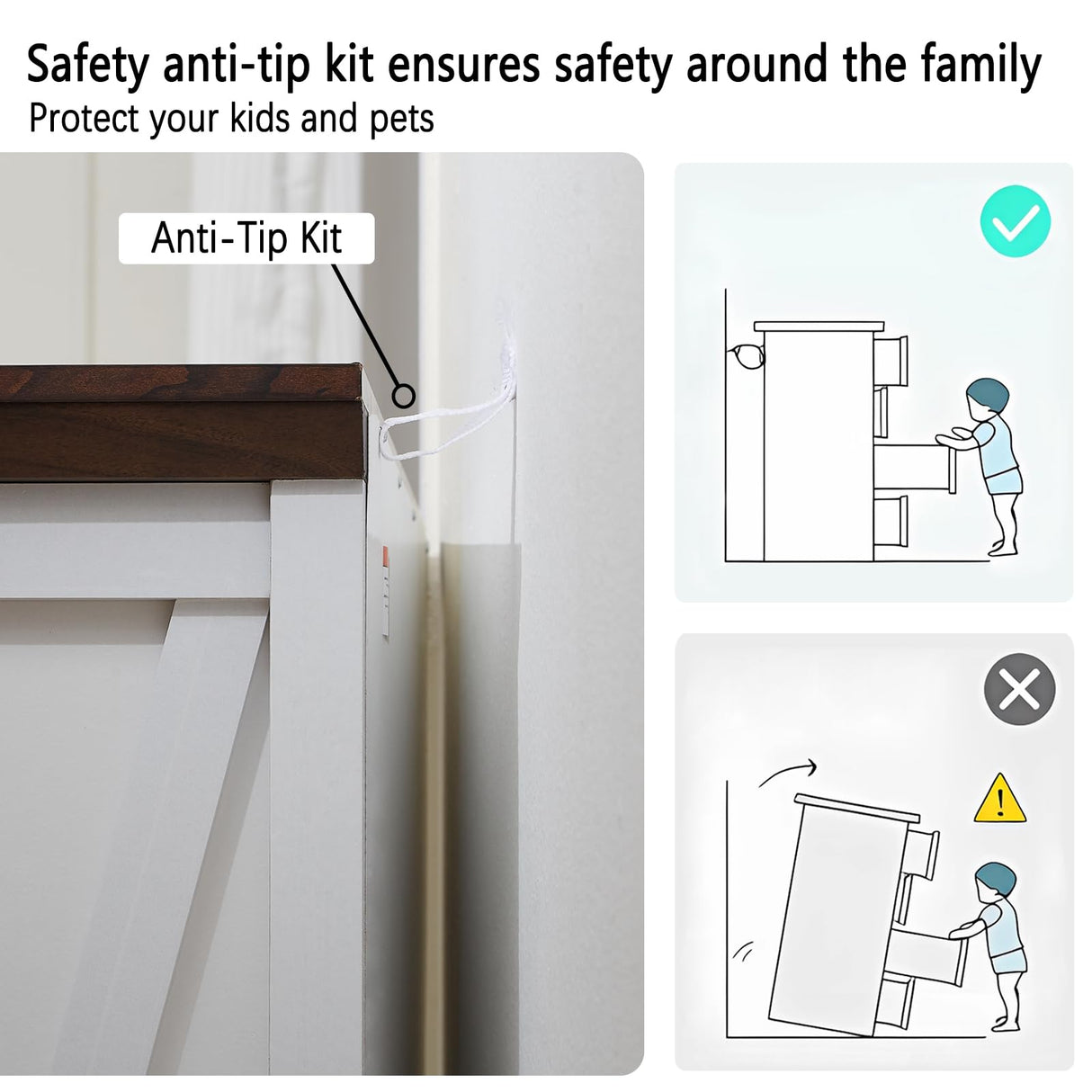 FFBCFDK Farmhouse 6 Drawers Dresser Chests for Bedroom, White 6 Chest of Drawers, Wood Dressers Organizer for Closet, Modern Storage Organizer Cabinet for Bedroom,Living Room,Hallway & Entryway FFBCFDK