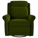 WEALTHOUSE 360° Swivel Recliner Manual Rocking Recliner Home Theater Manual Recliner Chair Nursery Rocker with Adjustable Backrest for Living Room, Light Brown (Green) WEALTHOUSE