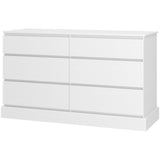 DICTAC 6 Drawers Dresser for Bedroom, White Modern Chest of Drawers, Storage Tower Clothes Organizer Closet, Long Double Dresser with No Handle Drawers, Dimensions 51.6''L x 15.7''D x 29.3''H DICTAC