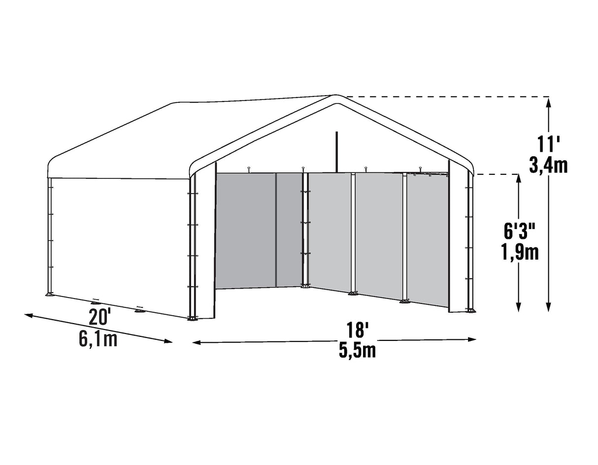 ShelterLogic SuperMax Canopy Enclosure Kit, White, 18 × 20 ft. (Frame and Canopy Sold Separately) ShelterLogic