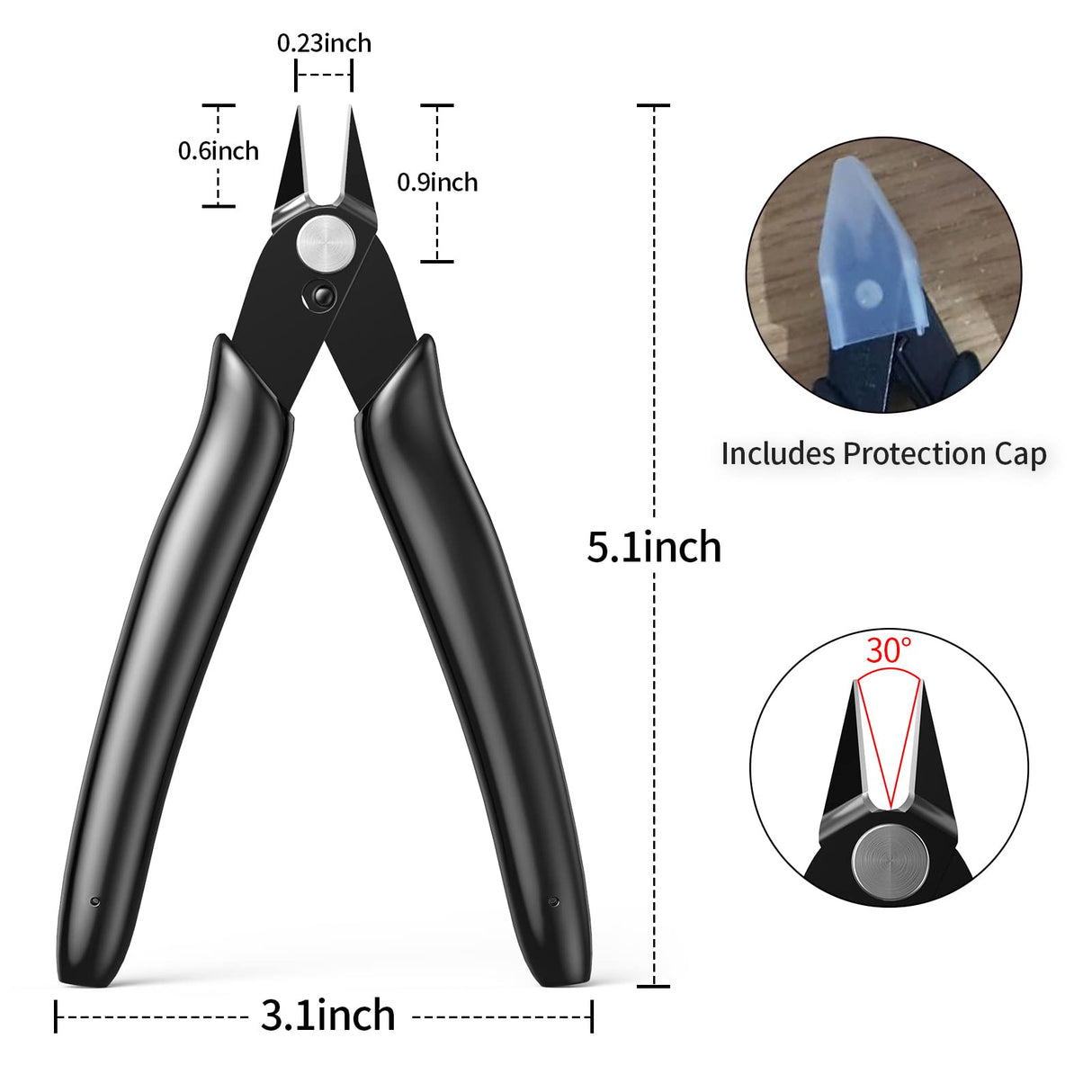 BOENFU Micro Wire Cutter Jewelry Wire Cutters Zip Tie Cutters 2-Pack Flush Cut Nippers Precision Small Side Cutting Pliers for 3d Print, Plastic Models, Jewelry, Electronics, Black, 5 Inches BOENFU