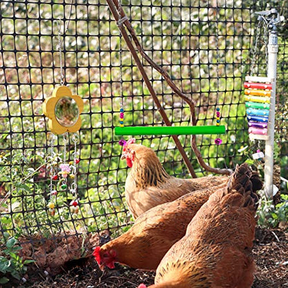 9 Pack Chicken Toys, Chicken Coop Accessories for Father's Day, with 2 Chicken Swing, 1 Chicken Wood Stand, 1 Chicken Xylophone, 1 Chicken Mirror, 2 Vegetable Net Bag, 2 Vegetable Fruits Hanging Fork