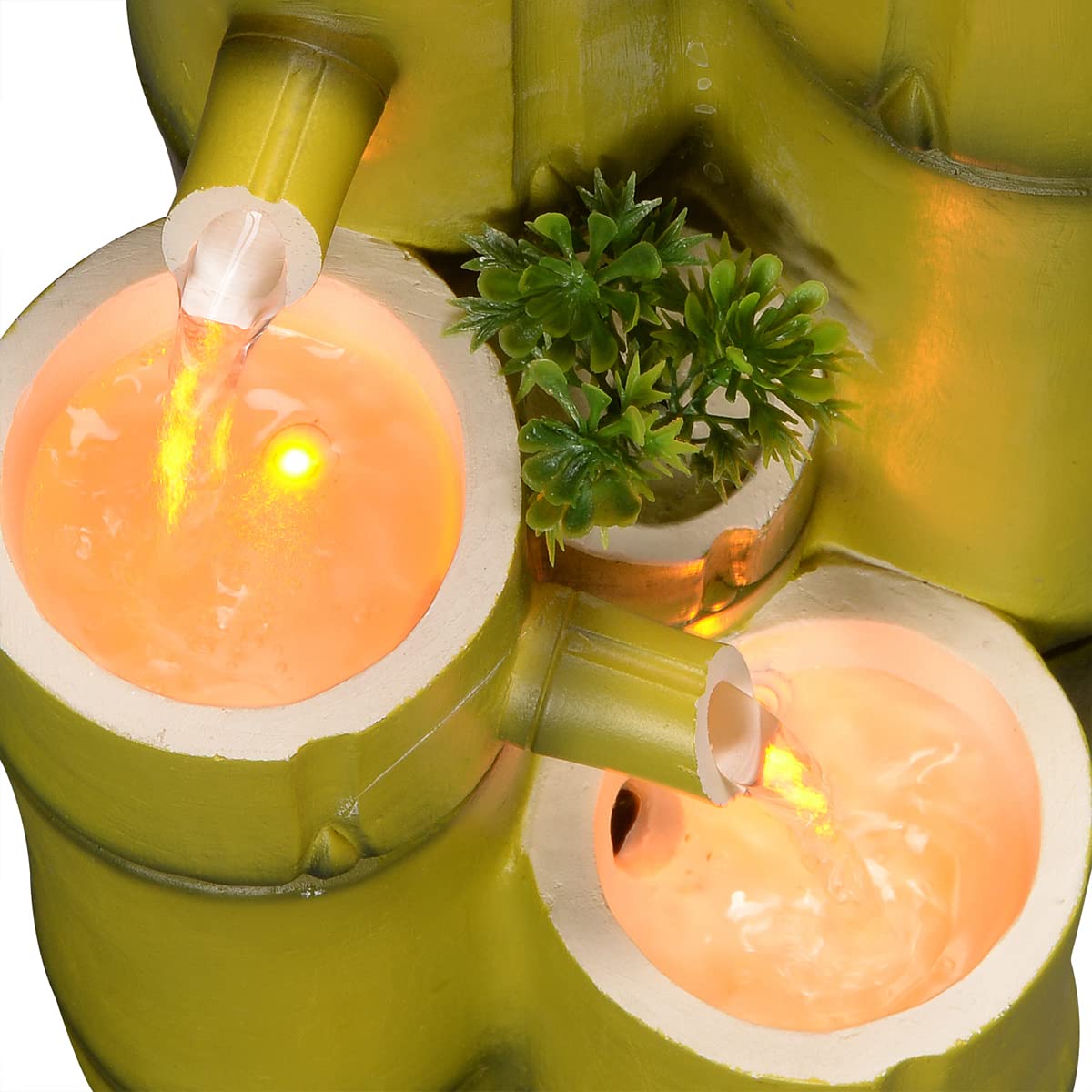 Haobos Tiered Bamboo Appearance Column Tabletop Fountain Relaxation Desktop Waterfall Fountain, 10.6 Inch Tall Simulation Natural Bamboo Cascading Fountain Decorate for Home/Office Haobos