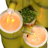 Haobos Tiered Bamboo Appearance Column Tabletop Fountain Relaxation Desktop Waterfall Fountain, 10.6 Inch Tall Simulation Natural Bamboo Cascading Fountain Decorate for Home/Office Haobos