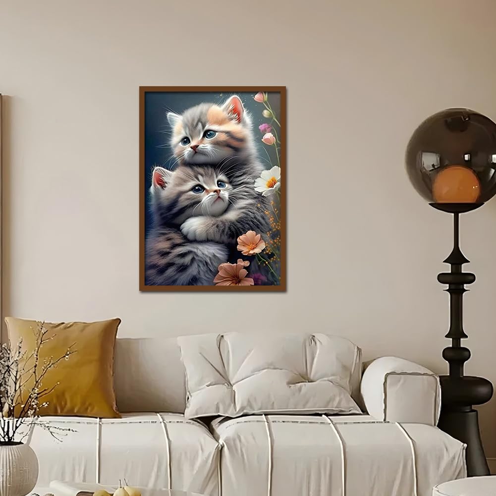 Kulvci Diamond Painting Kits for Adults, Cat Diamond Art Kits for Beginners, 5D DIY Full Drill Gem Craft for Home Decor Gift 12x16inch Kulvci