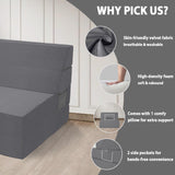 Youtanic 5 in 1 Folding Sofa Bed, Twin Size Convertible Sleeper Chair with Pillow, Memory Foam Futon Couch, Velvet Fabric Washable Mattress for Living Room, Dorm, Guest, Office, Apartment, Dark Gray Youtanic