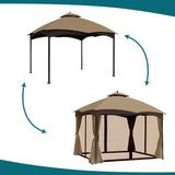 Gazebo Universal Replacement Mosquito Netting - Wonwon Outdoor Gazebo Canopy 4-Panel Screen Walls with Zipper for 10' x 12' Gazebo (Mosquito Net Only) (Brown) Wonwon