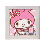 PERFECTSIGHT Cute 5D Diamond Art Kits with Wooden Frame, Kawaii DIY Painting Art for Adults, Diamond Arts and Crafts Sets, Big Gem Full Drill Diamond Dots for Women Beginners (Milk) PERFECTSIGHT