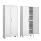 PAOFIN Kitchen Pantry Storage Cabinet with Doors and Adjustable Shelves, Metal ClosetMaid Food Pantry Cabinets, 75" Tall Freestanding Cupboard for Kitchen, Laundry or Utility Room, White PAOFIN