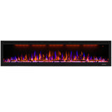 Dreamflame Electric Fireplace 74 inch, Recessed Wall Mounted Fireplace Heater, Logs & Crystal, Multicolor Flame Combinations, Overheating Protection, Black (74") Dreamflame