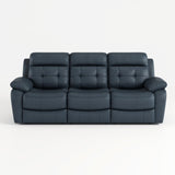 Familymill Genuine Leather Manual Reclining Sofa Couch with Drop Down Table, Stainless Steel Cupholders, and Magazine Bag for Living Room Home Theater Office Familymill