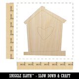 Birdhouse with Heart Unfinished Wood Shape Piece Cutout for DIY Craft Projects - 1/4 Inch Thick - 6.25 Inch Size Sniggle Sloth