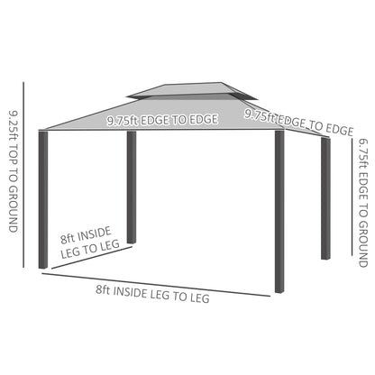 Outsunny 10' x 10' Hardtop Gazebo Canopy with Polycarbonate Roof, Aluminum Frame, Permanent Pavilion Outdoor Gazebo with Netting, for Patio, Garden, Backyard, Deck, Lawn, Black