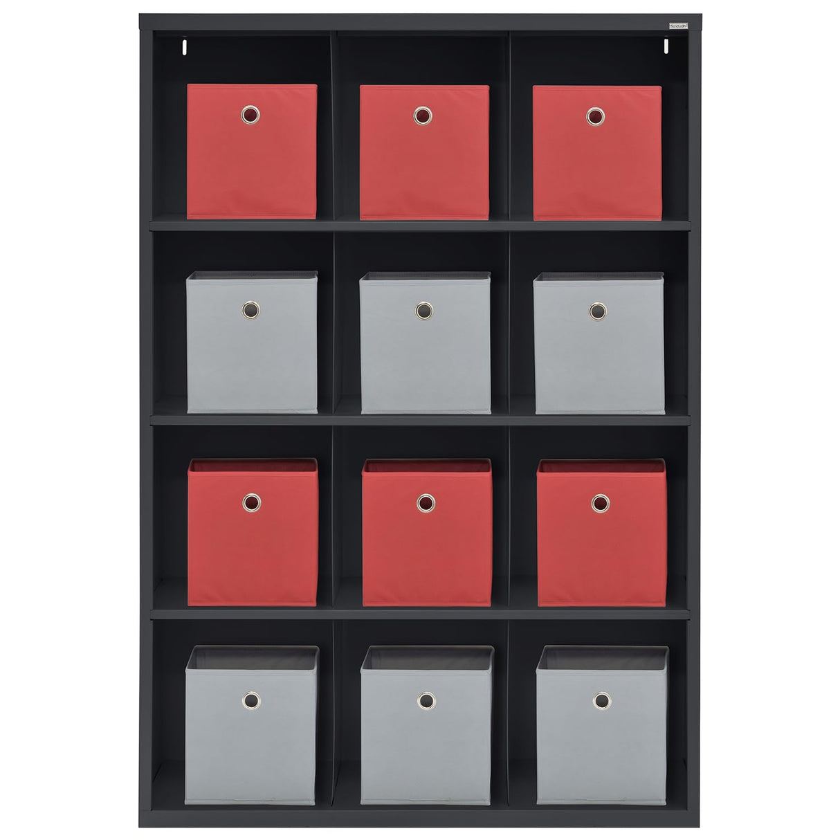 Sandusky Lee IC00461866-09 Heavy Duty Welded All Steel Cubby Storage Cabinet with 12 Sections, 46" Depth x 18" Width x 66" Height, Black Sandusky