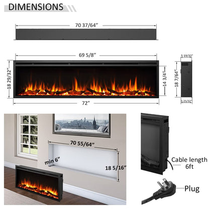 LegendFlame Austin in Wall Recessed & Wall Mounted Electric Fireplace (72")