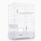 GUQASDV Cat Cages Indoor, Cat Crate, Catio Indoor Cat Enclosure on Wheels, Cat Playpen with Top Cover with Anti-Collision Lock Quick Assembly for Rabbits, Small Animals(White,101x66x126cm) GUQASDV