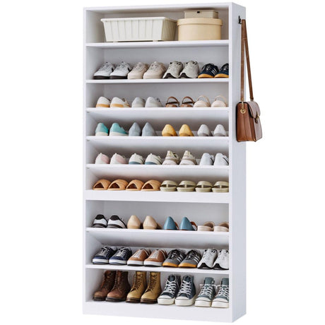 IRONCK Shoe Storage Cabinet, 10-Tier Shoe Organizer for Closet Entryway, Wooden Shoe Rack Holds 36 to 52 Pairs, Adjustable Shelves & Hook, Entryway Furniture Shoe Cabinet IRONCK