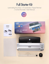 Laminator Machine, SINOPUREN 13-inch Thermal Laminator, with Paper Trimmer, Corner Rounder, 10 Pouches Sheets, Quick Warm-Up, Cold and Hot Laminating for Home/School/Office SINOPUREN