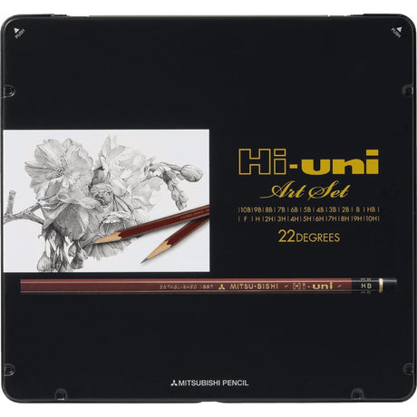 Uni Hi Wooden Pencil Art Set - 10B to 10H - Box of 22 (HUAS) uni