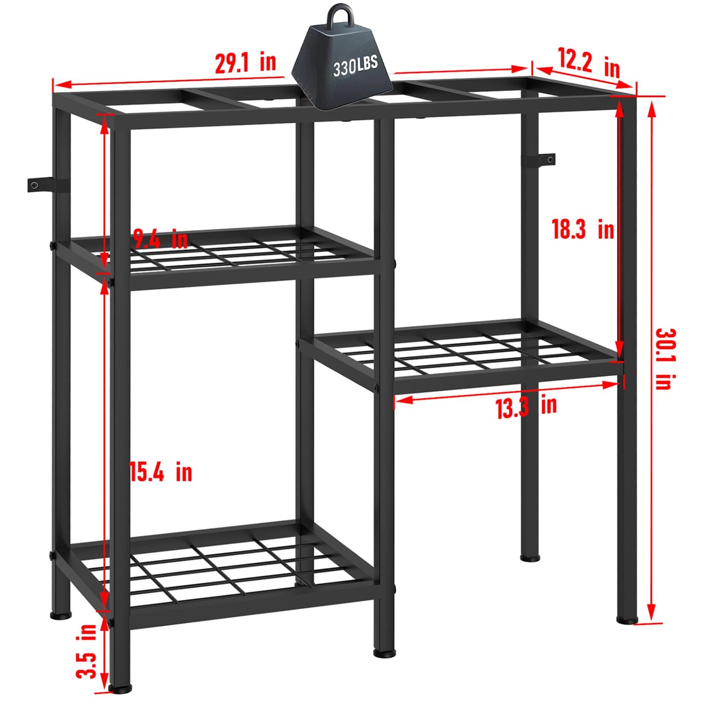 YBING Fish Tank Stand 20 Gallon Aquarium Stand Aquarium Turtle Tank Reptile Tank Stand with 3-Tier Small Metal Shelf - WoodArtSupply