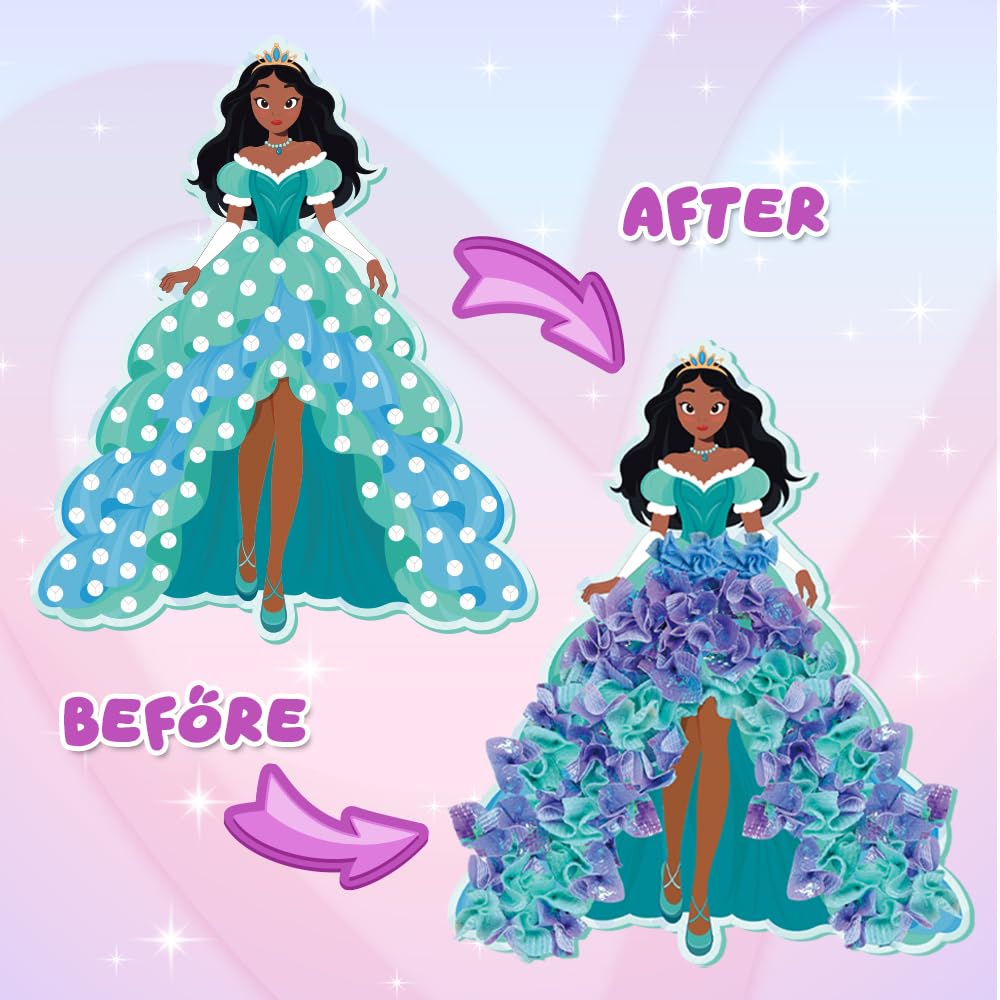 BLXIN Poke-Art Princess Craft Kit, Girls DIY Paper Art Set with Castle & Rainbow Designs, Pretty Princess Game,Creative Educational Activity,Crafts Gifts for Girls Ages 3-8, DIY Activity BLXIN