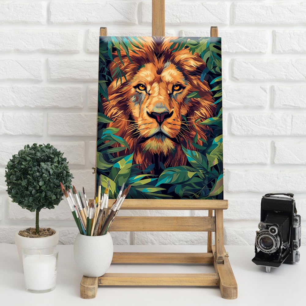 Natuyalo Framed Paint by Number for Adults Beginner Lions in Jungle, DIY Paint by Numbers Kit for Adults, Acrylic Painting Kits for Hoom Wall Decor on Canvas Framed (12x16 Inch) Natuyalo