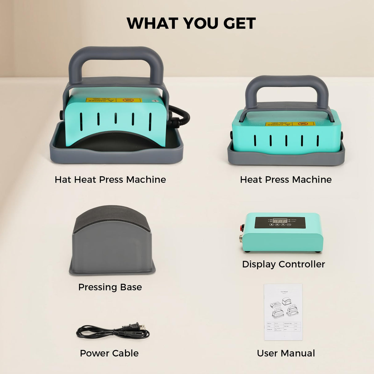 ITEFDTUTNE 2 in 1 Hat Press Machine, Heat Press Machine for Caps, T-Shirts, Bags. with 3.15"×5.5" Curved Heating Element & Silicone Platen, LCD Digital Temperature & Timer Control, No Crease ITEFDTUTNE