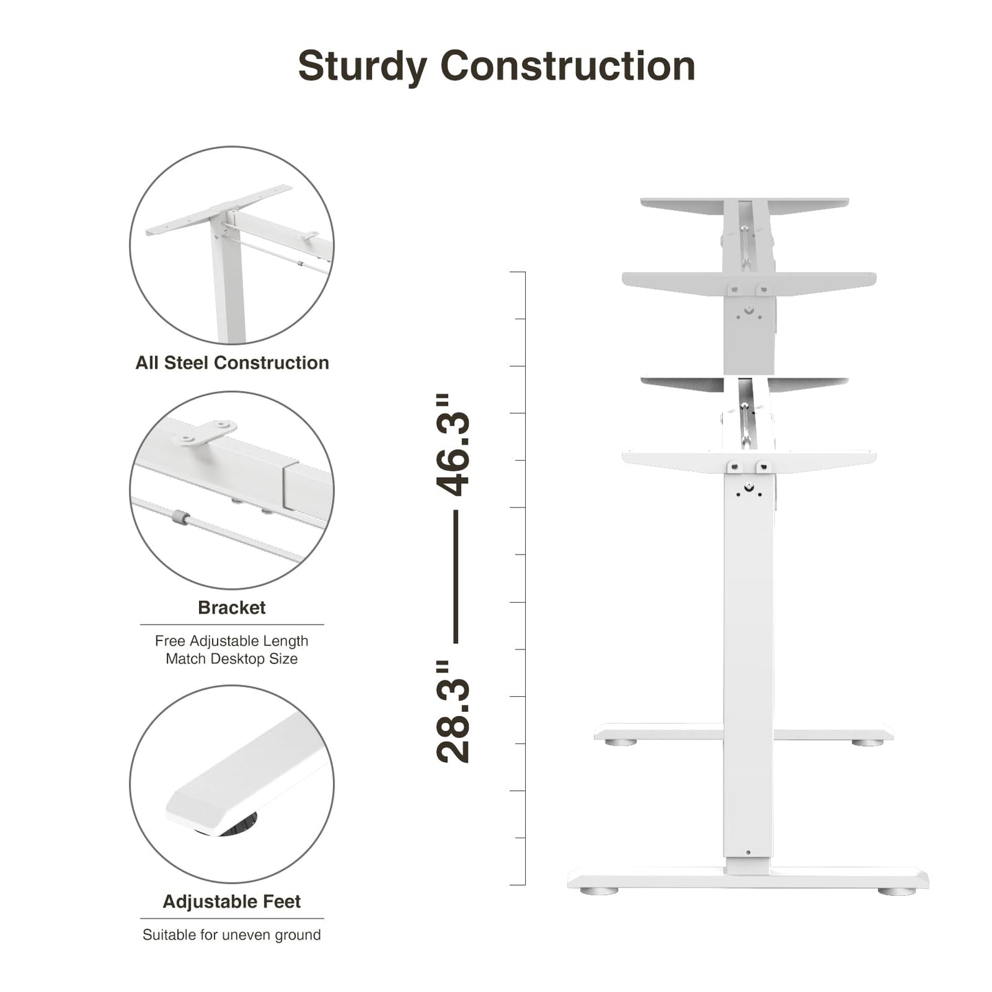 Juyancao Electric Standing Desk Frame Adjustable Height Desk Motorized Stand Up Desk White(Frame Only) - WoodArtSupply