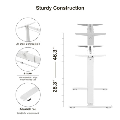 Juyancao Electric Standing Desk Frame Adjustable Height Desk Motorized Stand Up Desk White(Frame Only) - WoodArtSupply