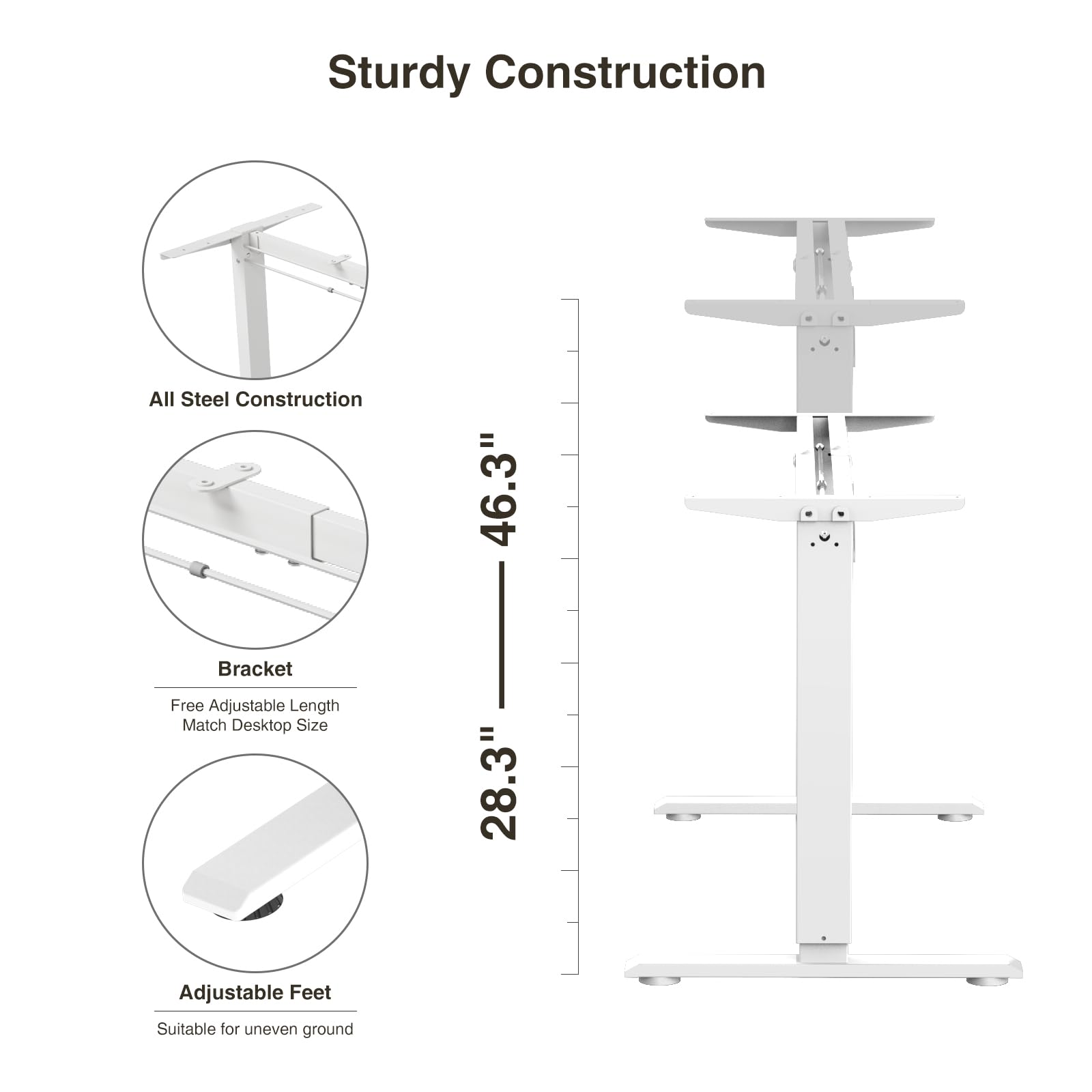 Juyancao Electric Standing Desk Frame Motor Height Adjustable Desk Motorized Stand Up Desk White(Frame Only) - WoodArtSupply