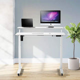 UNICOO - 2 Tier Electric Height Adjustable Standing Desk with Wheels, Electric Mobile Standing Workstation, Sit Stand Desk Home Office Desk Whole-Piece Desk Board 48 * 24 in (KT1002-WW) 2Tier UNICOO