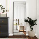 VooBang Mirror Full Length, 21" x 57" Floor Mirror with Stand, Aluminum Alloy Frame Full Body, Standing Hanging or Leaning Against Wall for Bedroom and Living Room, Black VooBang