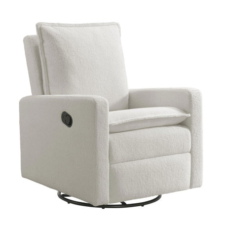 Oxford Baby Uptown Upholstered Swivel Glider and Recliner Nursery Chair, Boucle White Oxford Baby
