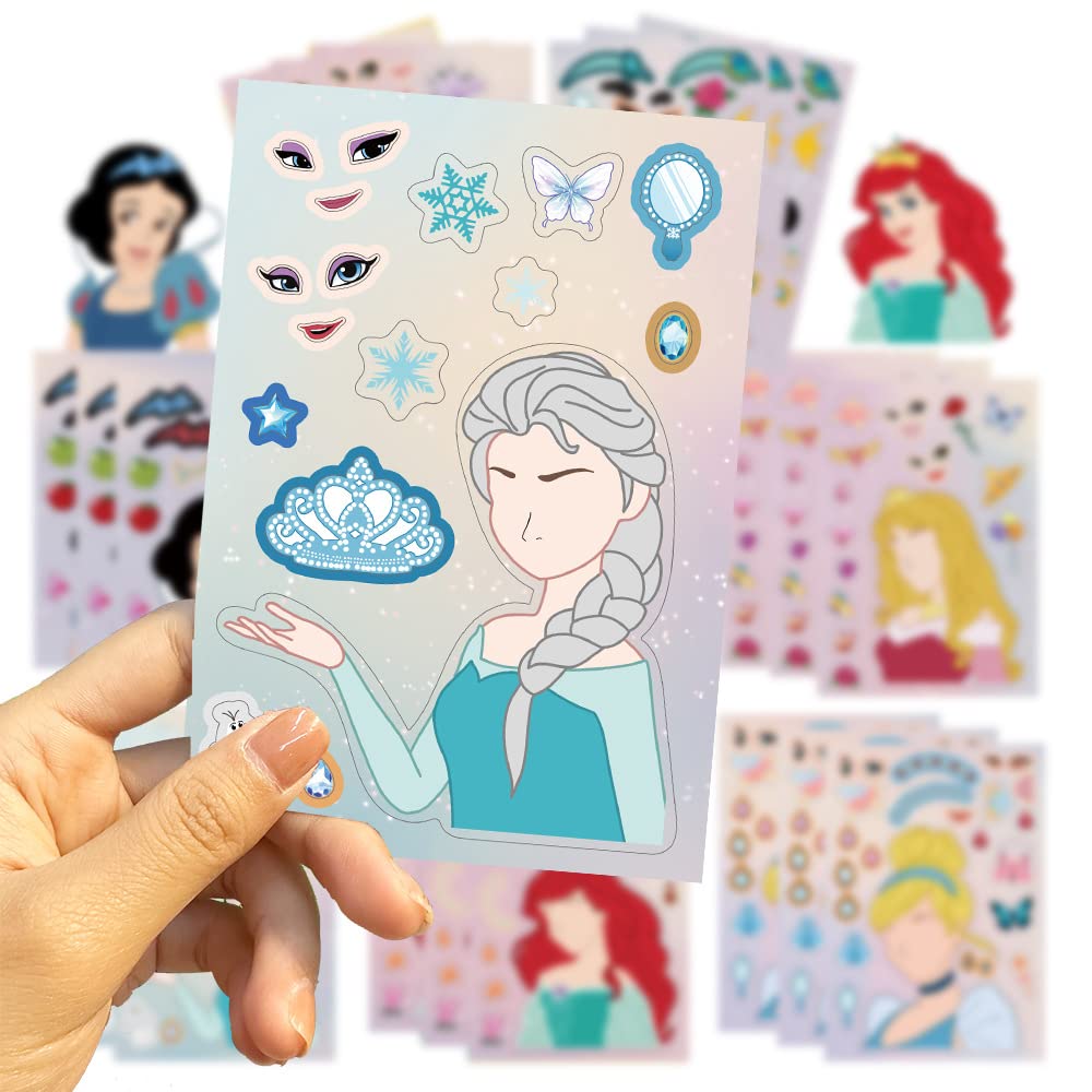 Princess Stickers for Kids - 24 Sheets Make Your Own Princess, Girls Make a Face Stickers, Classroom Rewards, Art Craft Party Supplies Dovipta
