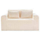 Hobestluk Couch Sofa 2-Seater Foam Sofa Loveseat for Small Spaces Comfy Sofas with Removable Cover Furry Couch with Pillows for Living Room, Bedroom, Apartment, Office (White, Loveseat) Hobestluk