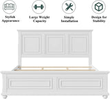 MoproBeti Farmhouse King Bed Frame with Tall Headboard and Footboard, Pinewood King Panel Bed with Under Bed Storage, Noise-Free, No Box Spring Needed, Traditional Style, White MoproBeti