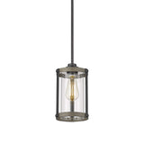 Osimir Farmhouse Pendant Light Fixtures, 1-Light Black Glass Pendant Lights for Kitchen Island, Industrial Rustic Mini Hanging Lighting with Rod, Wood Finish, Adjustable Length, OS-3014 Osimir