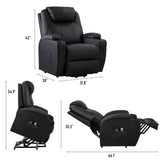 JUMMICO Power Lift Recliner Chair with Massage for Elderly PU Leather Modern Reclining Sofa Chair with Cup Holders, Remote Control, Adjustable Furniture (Black) JUMMICO