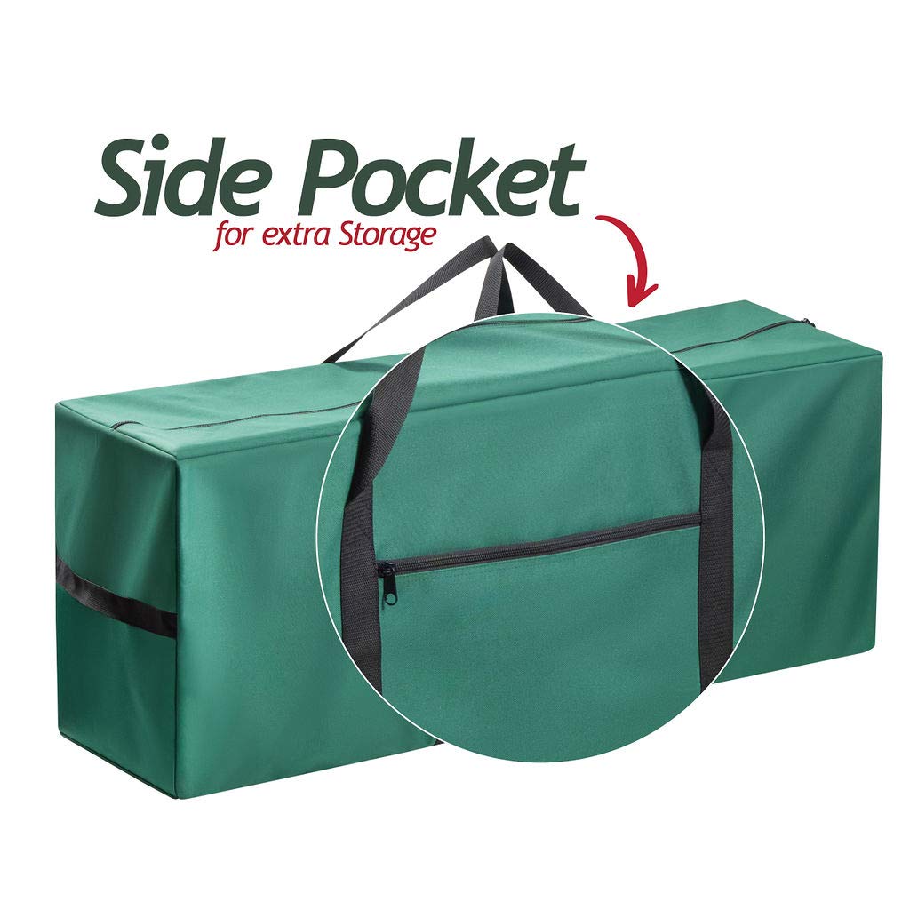 9 ft Christmas Tree Storage Bag - Waterproof, Heavy-Duty 600D Oxford Christmas Tree Bag - Reinforced Handles, Dual Zipper, Label & Side Pocket - Protection From Dust, Water - Green, 50x15x20″ - Sagler