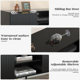 TV Stand for 65 Inch TV, Black TV Stand Entertainment Center with Storage, Fluted Waveform Doors TV Console Table with Sliding Doors & Adjustable Shelves, TV Stand for Living Room Bedroom, Black SYESWAY